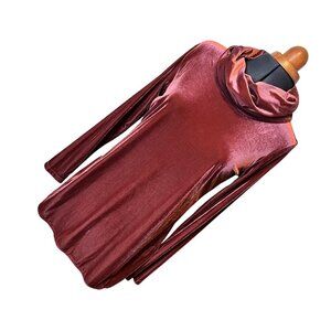 Jones New York Rust/Pink Signature Velvet Cowl Neck Top S